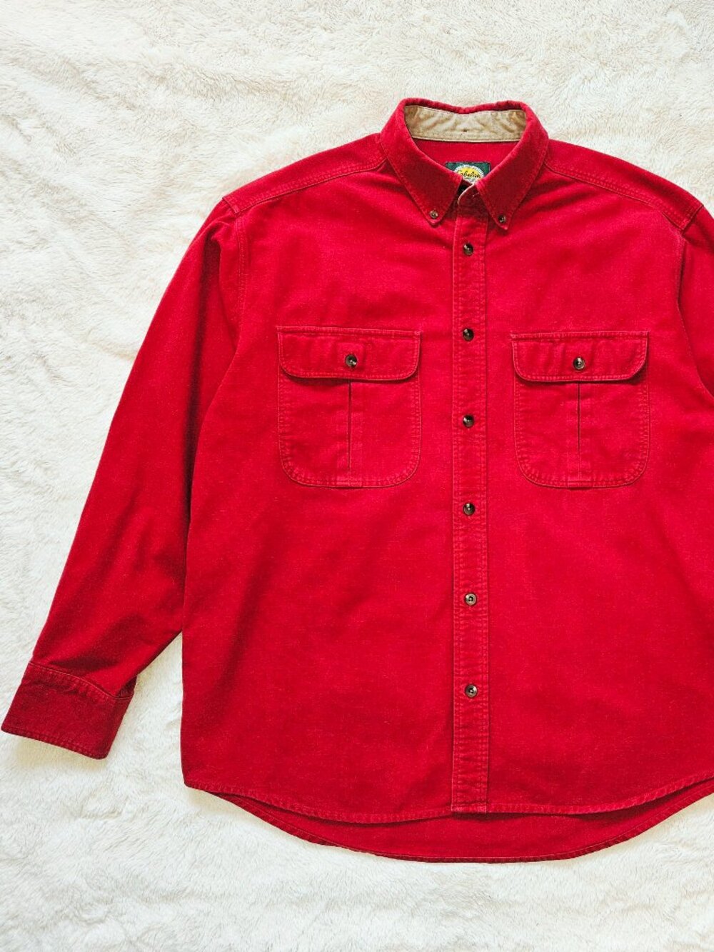 Cabela's VTG Men's Shirt Chamois Cotton Flannel Button Up Long Sleeve Rich Red L